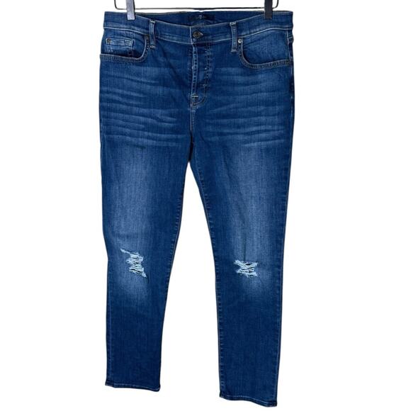 7 for all Mankind Women’s Sz 29 Josefina Jeans Boyfriend Fit Distressed - Picture 1 of 7